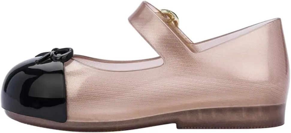 mini melissa Sweet Love Cap Toe Mary Jane Shoes for Toddlers - Jelly Flats for Girls with Cute Bow, Toe Accent and Adjustable Straps