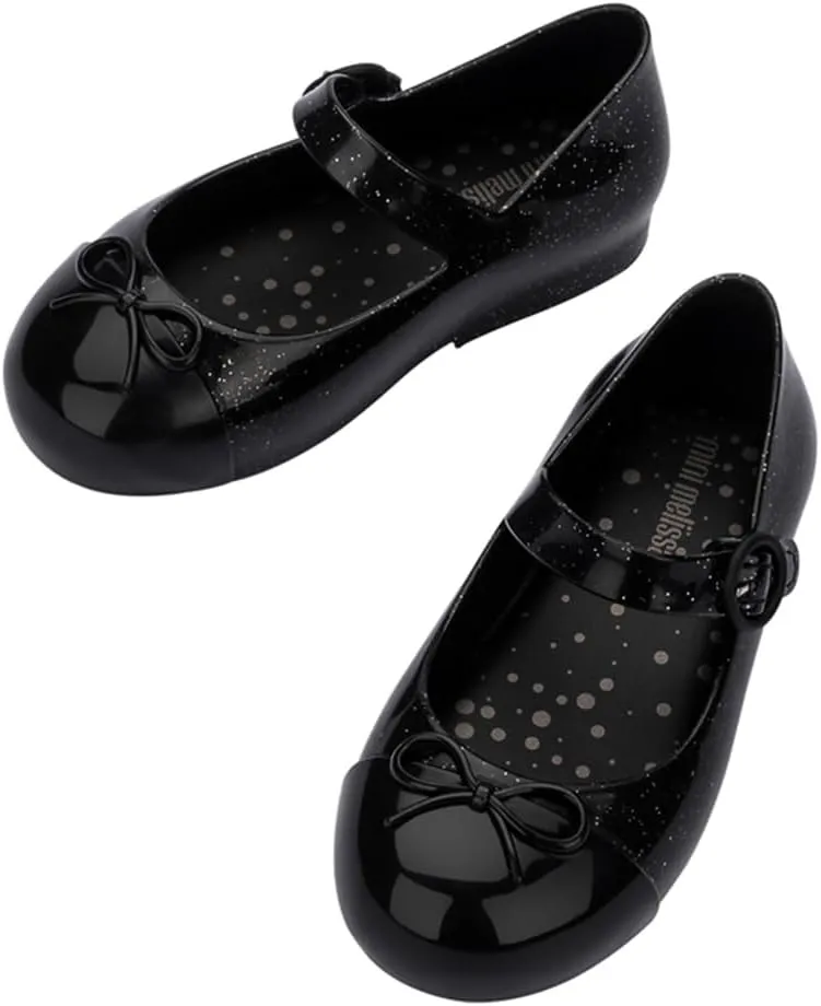 mini melissa Sweet Love Cap Toe Mary Jane Shoes for Toddlers - Jelly Flats for Girls with Cute Bow, Toe Accent and Adjustable Straps
