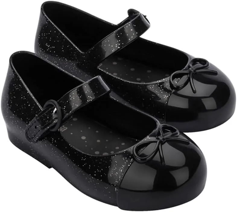 mini melissa Sweet Love Cap Toe Mary Jane Shoes for Toddlers - Jelly Flats for Girls with Cute Bow, Toe Accent and Adjustable Straps