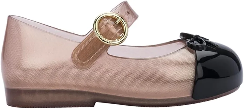mini melissa Sweet Love Cap Toe Mary Jane Shoes for Toddlers - Jelly Flats for Girls with Cute Bow, Toe Accent and Adjustable Straps