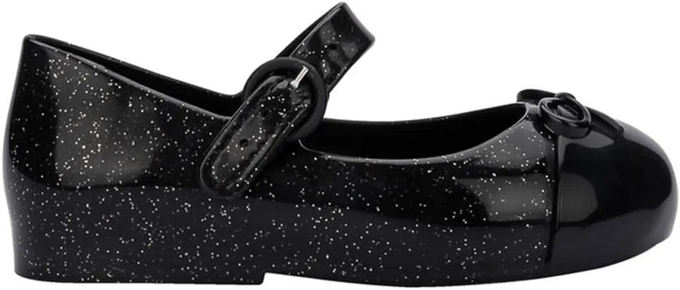 mini melissa Sweet Love Cap Toe Mary Jane Shoes for Toddlers - Jelly Flats for Girls with Cute Bow, Toe Accent and Adjustable Straps
