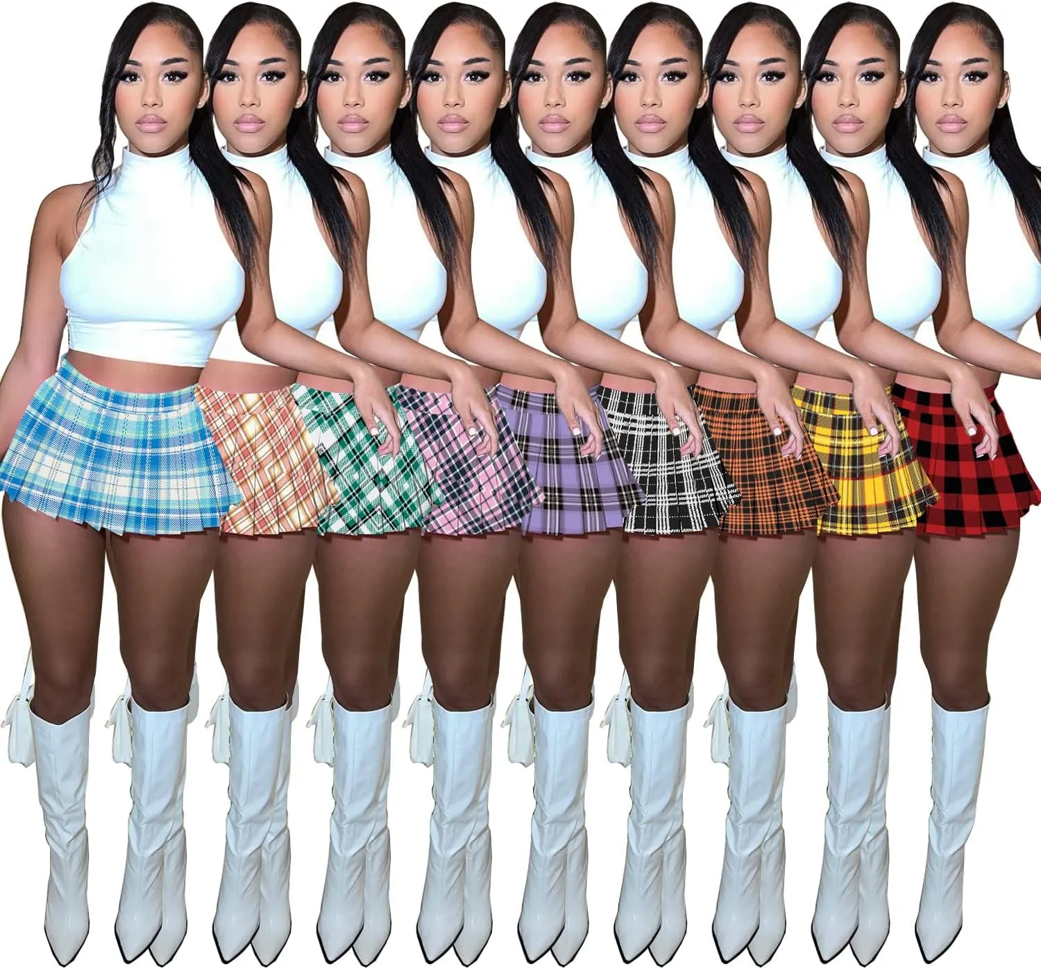 Mini Pleated Skirts for Women Sexy Cute Girl Y2k Short Cargo Skirt Women's Club Tennis Skort Skater A line with Slit