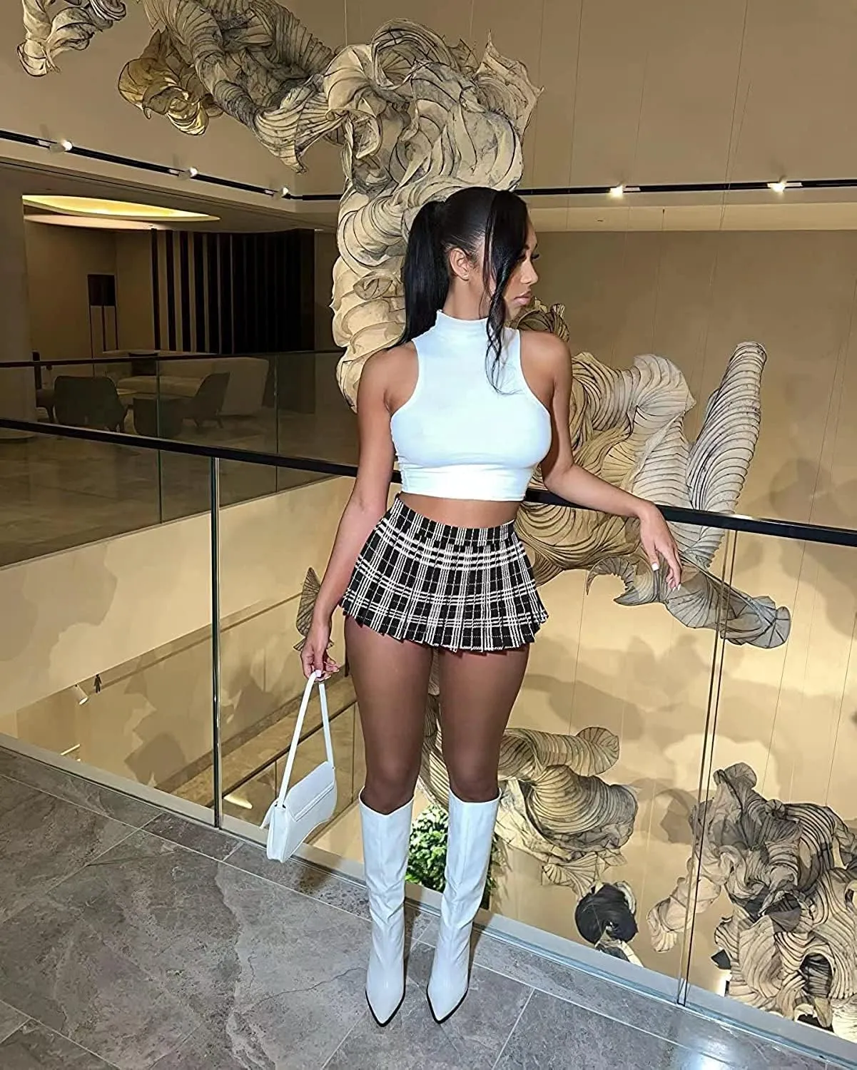 Mini Pleated Skirts for Women Sexy Cute Girl Y2k Short Cargo Skirt Women's Club Tennis Skort Skater A line with Slit