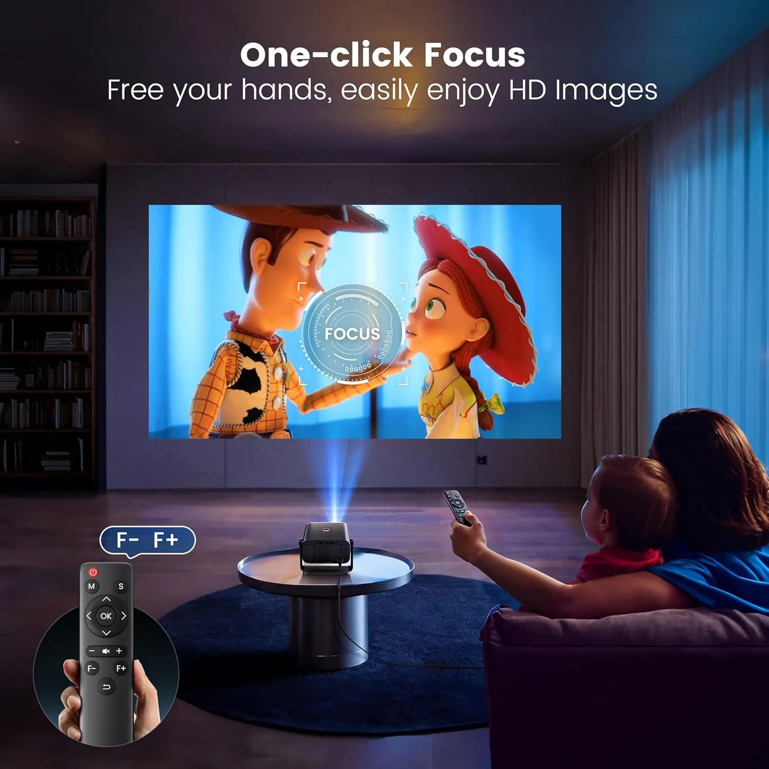 Mini Projector, Projector with WiFi and Bluetooth,PUTRIMS 1080P Support Portable Projector 145° Rotatable Electric Focus & Auto Keystone outdoor projector Compatible with HDMI/USB/Smartphone/PC/Laptop