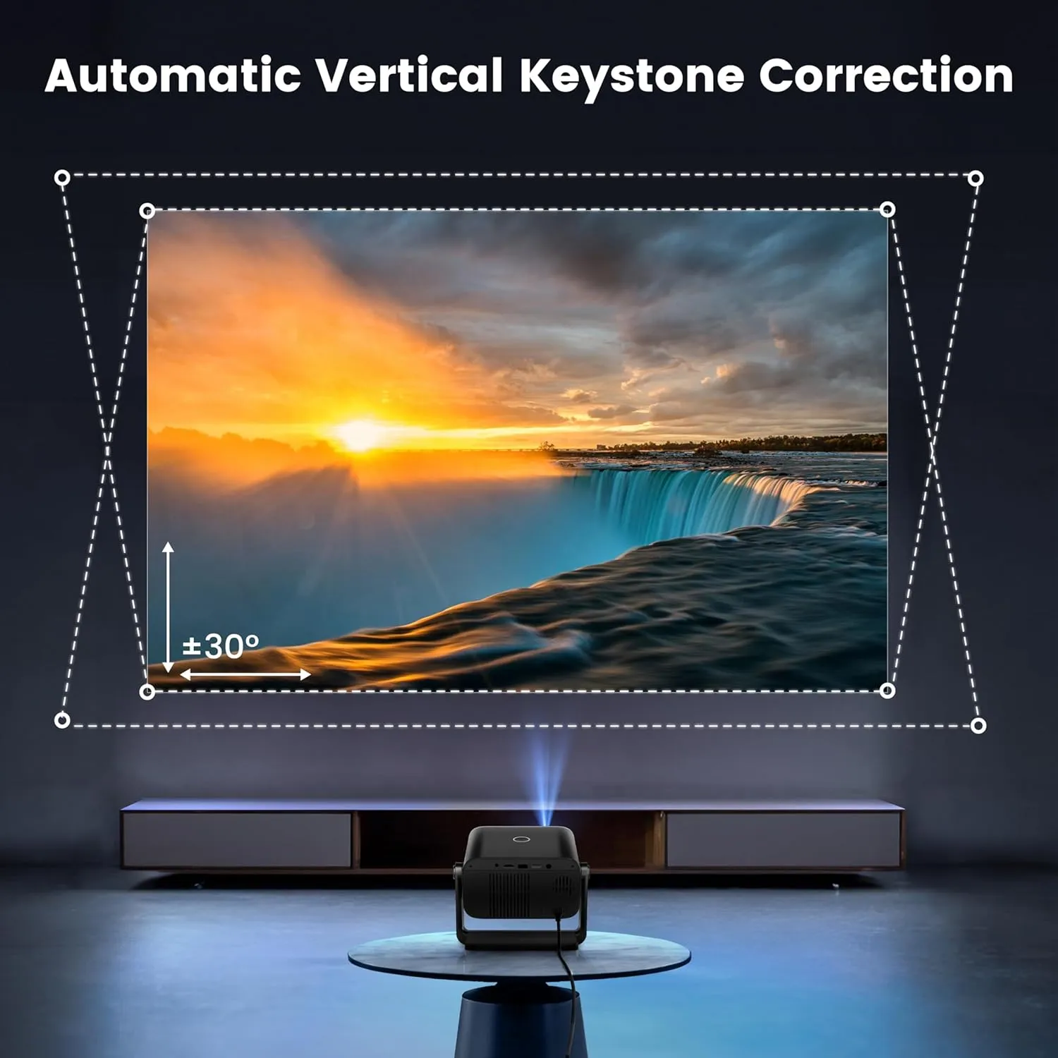 Mini Projector, Projector with WiFi and Bluetooth,PUTRIMS 1080P Support Portable Projector 145° Rotatable Electric Focus & Auto Keystone outdoor projector Compatible with HDMI/USB/Smartphone/PC/Laptop