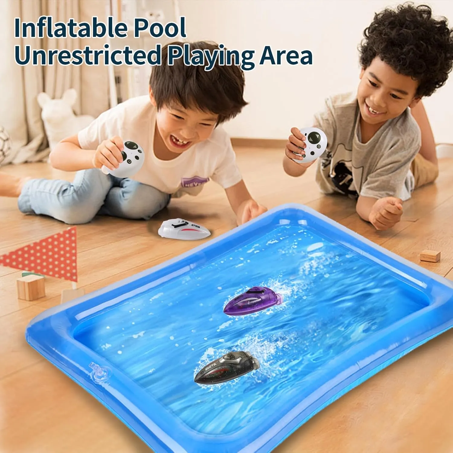 Mini RC Boat 2.4Ghz Waterproof Rechargeable Batteryremote Remote Control Boat for Kids 8-12, 360 Degree Rotation Colorful Lighting Toys Remote Control Boats for Swimming Pool & Lakes (Black