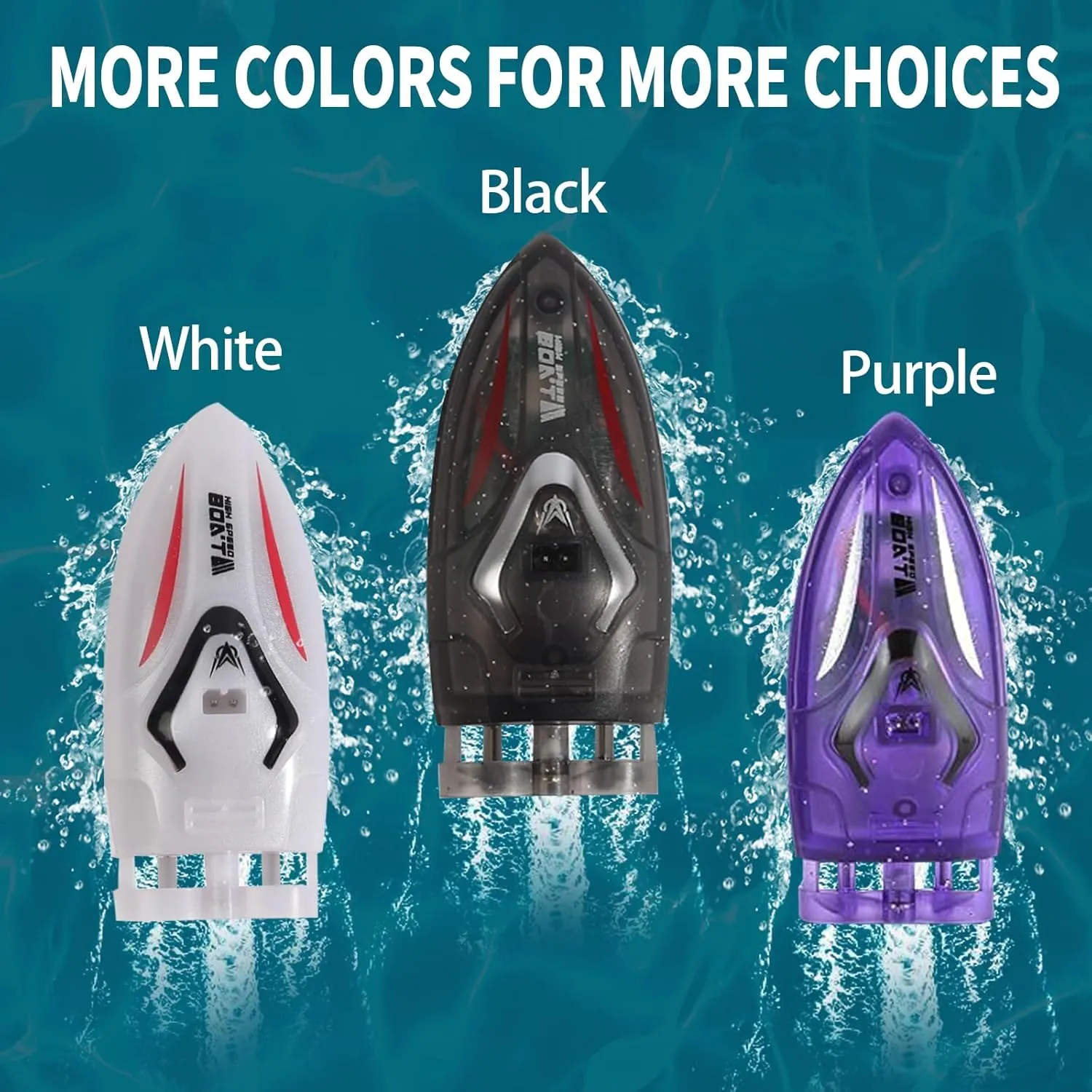 Mini RC Boat 2.4Ghz Waterproof Rechargeable Batteryremote Remote Control Boat for Kids 8-12, 360 Degree Rotation Colorful Lighting Toys Remote Control Boats for Swimming Pool & Lakes (Black
