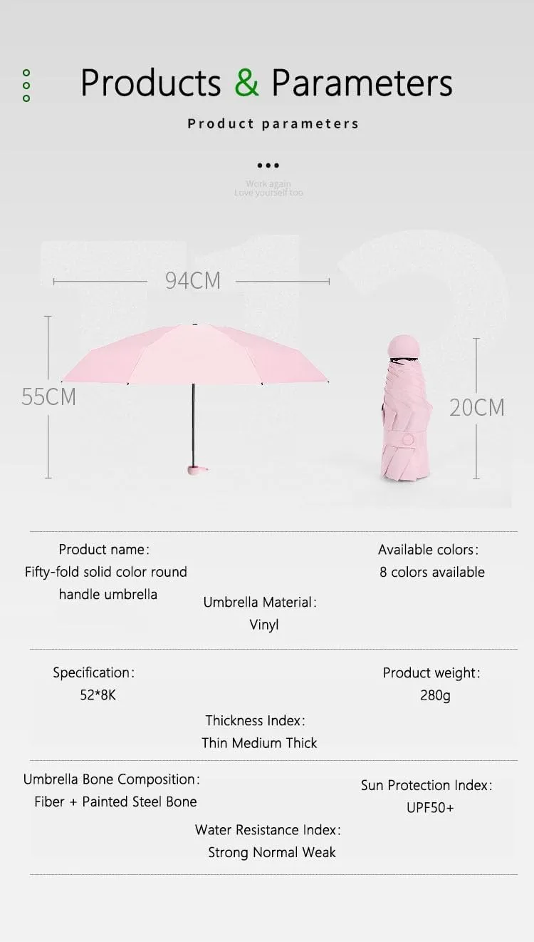 Mini Travel Umbrella, Mini Umbrella for Travel, Automatic Closure, Durable and Lightweight, Waterproof Canopy, Fits in Backpack and Purse
