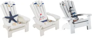 Miniature Beach Chair Decor, 4pcs Wood Dollhouse Chair Mini Nautical Table Ornament Dollhouse Coastal Sea Accessories for Cake Topper Wedding Party, 3.4X 3.6X 3.6