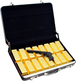 Miniature Suitcase Model Mini Gold Brick Accessory for DIY Dollhouse Decor