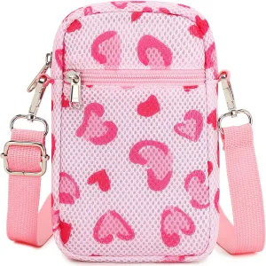 MIRLEWAIY Mini Shoulder Bag Mesh Crossbody Multifunction Phone Wallet Case Pouch Waist Bag with Adjustable Strap