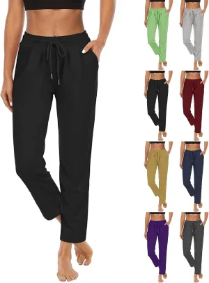 Miyaomn Women's Wide Leg Athletic Sweatpants Drawstring High Waisted Casual Joggers Straight Leg Lounge Trousers with Pockets