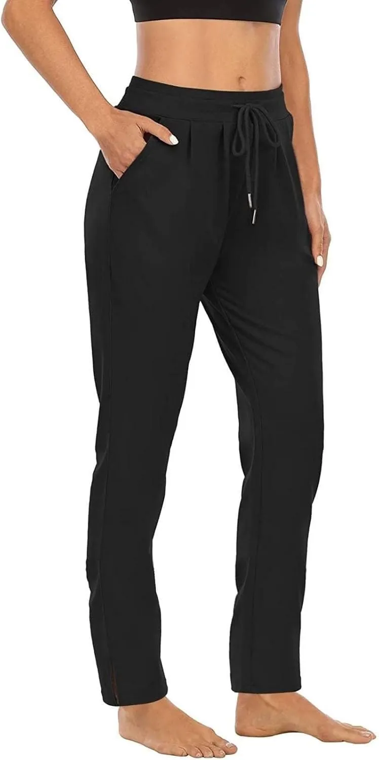 Miyaomn Women's Wide Leg Athletic Sweatpants Drawstring High Waisted Casual Joggers Straight Leg Lounge Trousers with Pockets