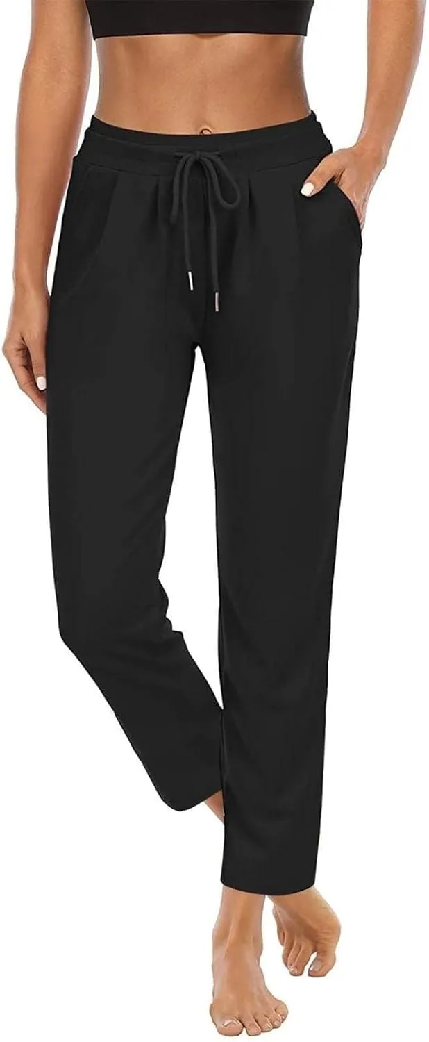 Miyaomn Women's Wide Leg Athletic Sweatpants Drawstring High Waisted Casual Joggers Straight Leg Lounge Trousers with Pockets