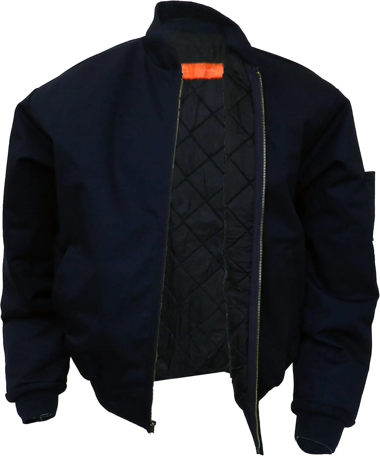 MJ38 Lined Panel Work Wear Jacket Rib-Knit Collar, Navy, 5XL