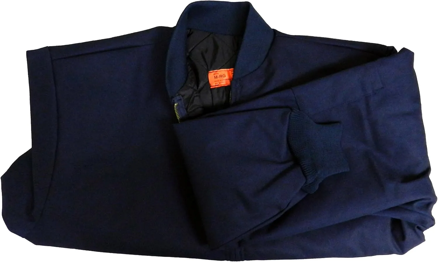 MJ38 Lined Panel Work Wear Jacket Rib-Knit Collar, Navy, 5XL