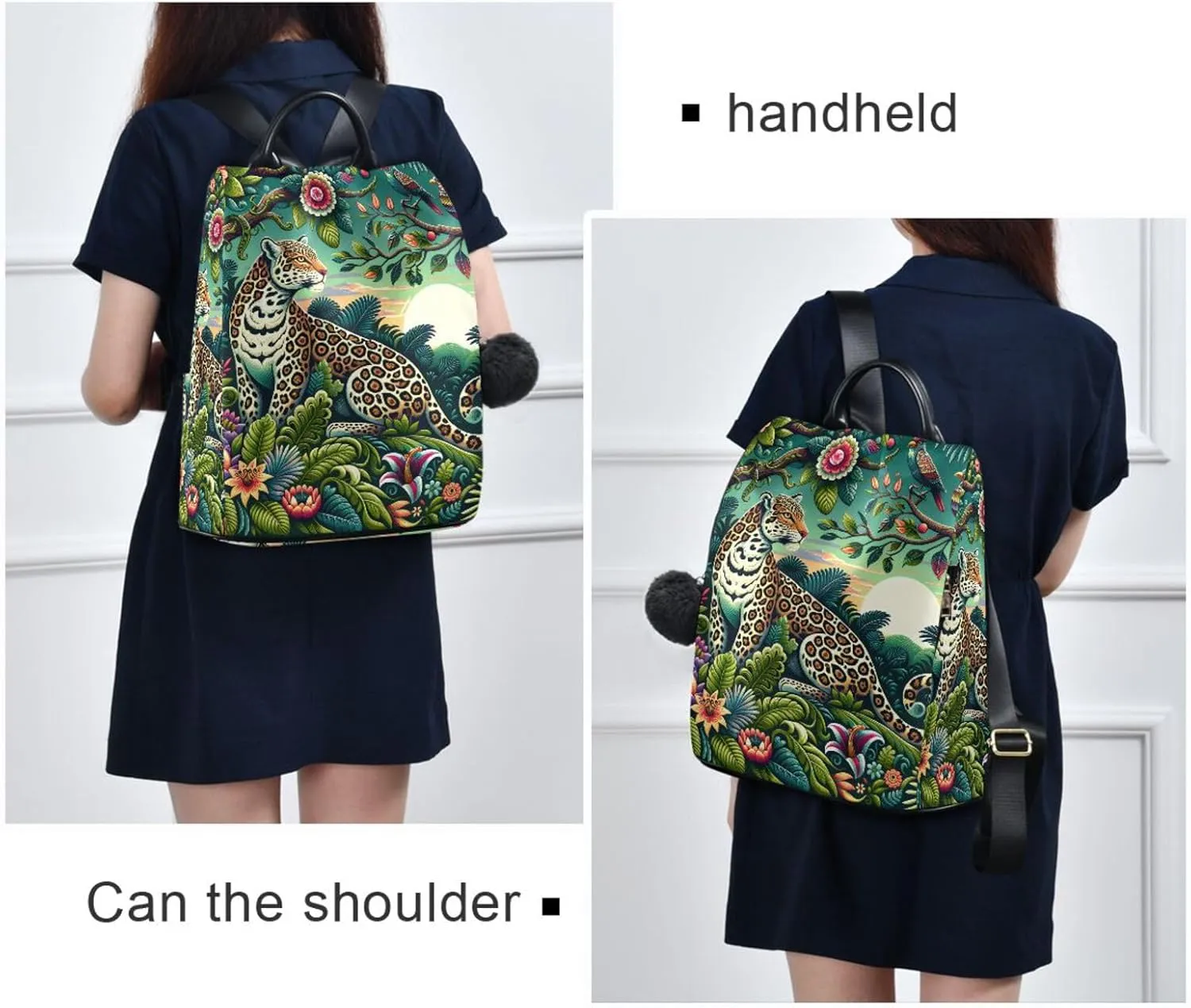 MNSRUU Women Backpack Purse Leopard Surrounded by Lush Greenery Backpack for Women Anti-theft Shoulder Bag Carry On Backpack Lightweight Rucksack Fashion Travel Ladies Bags