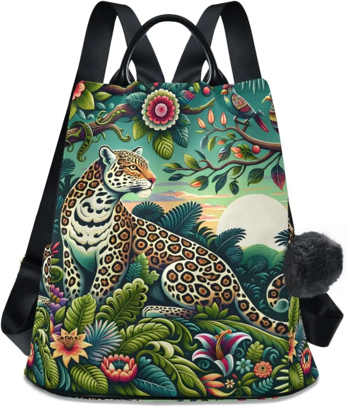 MNSRUU Women Backpack Purse Leopard Surrounded by Lush Greenery Backpack for Women Anti-theft Shoulder Bag Carry On Backpack Lightweight Rucksack Fashion Travel Ladies Bags