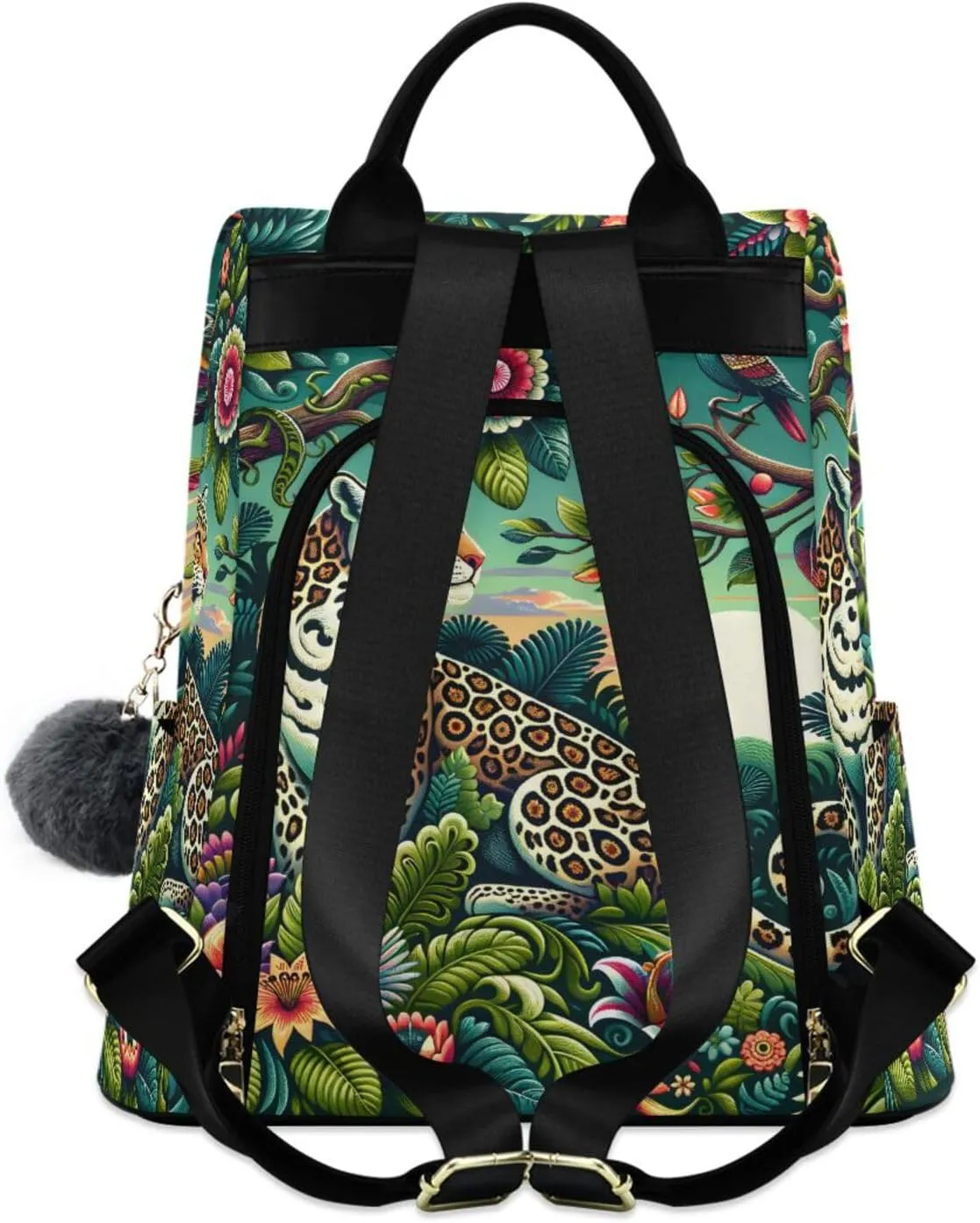 MNSRUU Women Backpack Purse Leopard Surrounded by Lush Greenery Backpack for Women Anti-theft Shoulder Bag Carry On Backpack Lightweight Rucksack Fashion Travel Ladies Bags