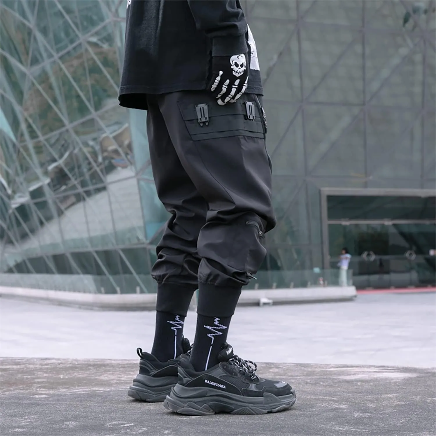 MOKEWEN Men's Jogger Cargo Techwear Streetwear Ankle Casual Harem Pants with Pocket