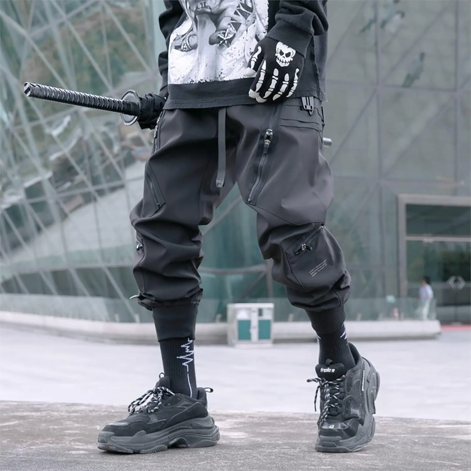 MOKEWEN Men's Jogger Cargo Techwear Streetwear Ankle Casual Harem Pants with Pocket