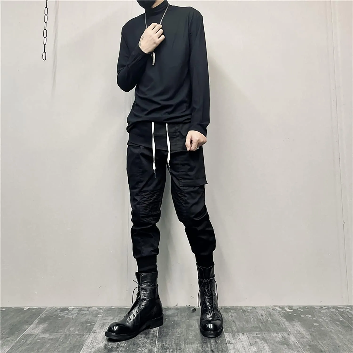 MOKEWEN Men's Jogger Cargo Techwear Streetwear Ankle Casual Harem Pants with Pocket