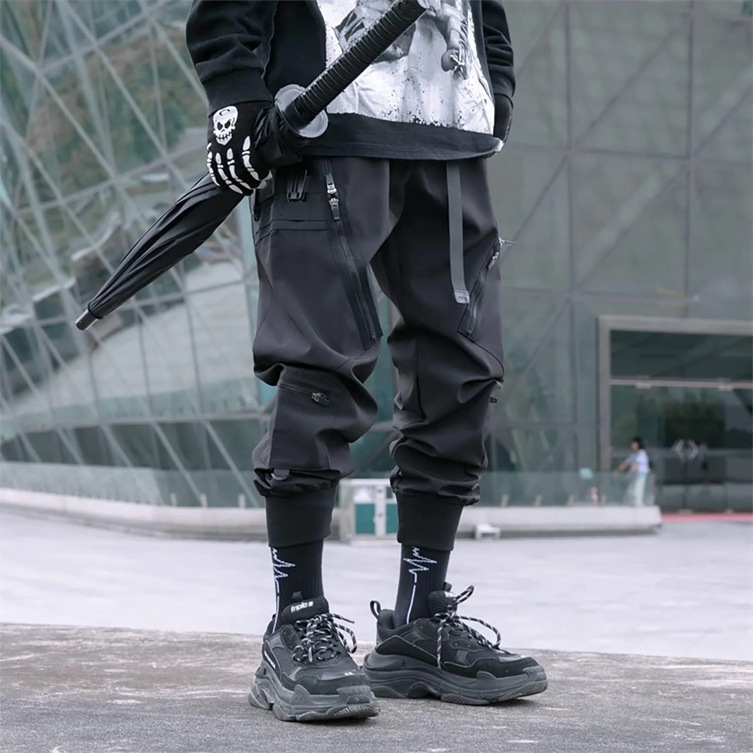 MOKEWEN Men's Jogger Cargo Techwear Streetwear Ankle Casual Harem Pants with Pocket