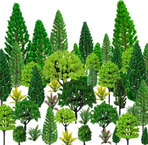 MOMOONNON Model Trees 1.1-5.1inch Mixed Diorama Green Model Trees Colorful Grass Architecture Mini Trees for Crafts Building Model Railway Scenery Landscape Supplies (Style 01)
