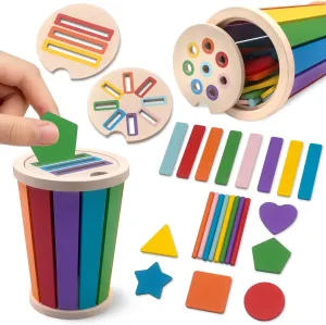 Montessori Toys for 1 2 3 Year Old, Wooden Color Sorting Stacking Toys for Toddlers 1-3 Year Old, Fine Motor Skills Developmental Sensory Toy Preschool Learning Toys 1-3