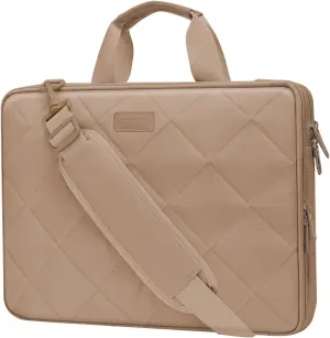 MOSISO 360 Protective Laptop Shoulder Bag, 15-15.6 inch Double Layer Fluffy Padded Laptop Bag with Anti-theft Zipper Compatible with MacBook Pro 16 inch, HP, Dell, Lenovo, Asus Notebook, Taupe Brown