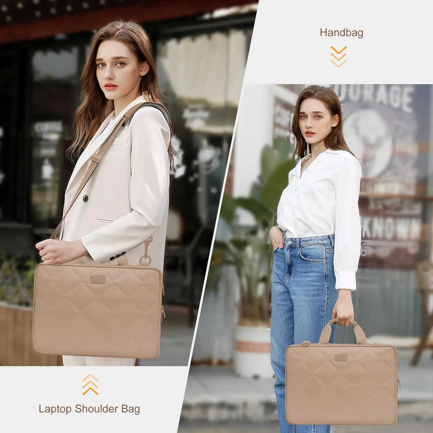 MOSISO 360 Protective Laptop Shoulder Bag, 15-15.6 inch Double Layer Fluffy Padded Laptop Bag with Anti-theft Zipper Compatible with MacBook Pro 16 inch, HP, Dell, Lenovo, Asus Notebook, Taupe Brown
