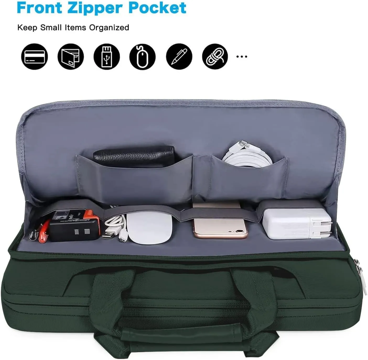 MOSISO 360 Protective Laptop Shoulder Bag Compatible with 17-17.3 inch Dell XPS/HP Pavilion/Ideapad/Acer/Alienware/HP Omen,Matching Color Sleeve with Belt, Emerald Green
