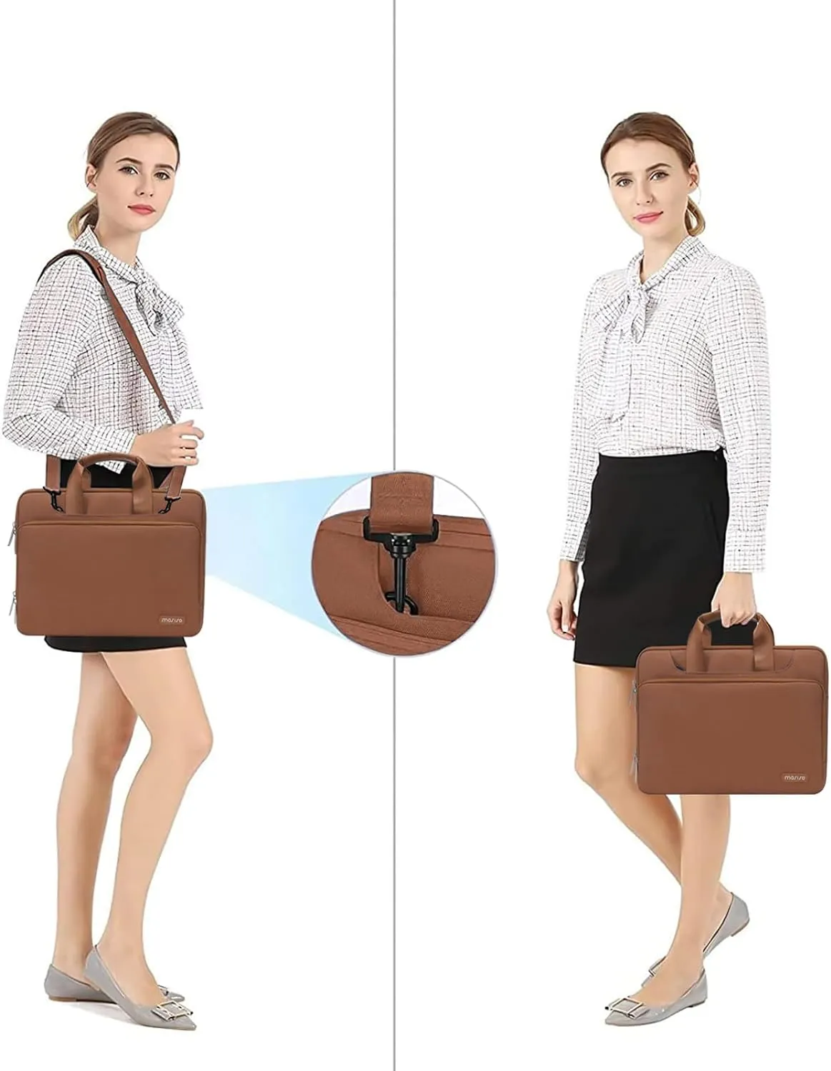 MOSISO 360 Protective Laptop Shoulder Bag Compatible with MacBook Air 15 M4 A3241 M3 A3114 M2 A2941/Pro 16 inch M4 M3 M2 M1, 15-15.6 inch Notebook,Matching Color Sleeve with Belt, Caramel Brown