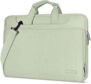 MOSISO 360 Protective Laptop Shoulder Bag Compatible with MacBook Air 15 M4 A3241 M3 A3114 M2 A2941/Pro 16 inch M4 M3 M2 M1, 15-15.6 inch Notebook,Matching Color Sleeve with Belt, Sage Green