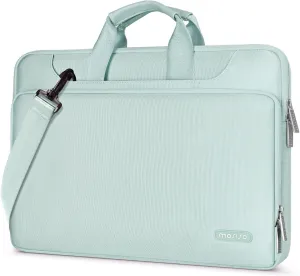 MOSISO 360 Protective Laptop Shoulder Bag Compatible with MacBook Air/Pro, 13-13.3 inch Notebook, Compatible with MacBook Pro 14 inch M4 M3 M2 M1,Matching Color Sleeve with Belt, Mint Green