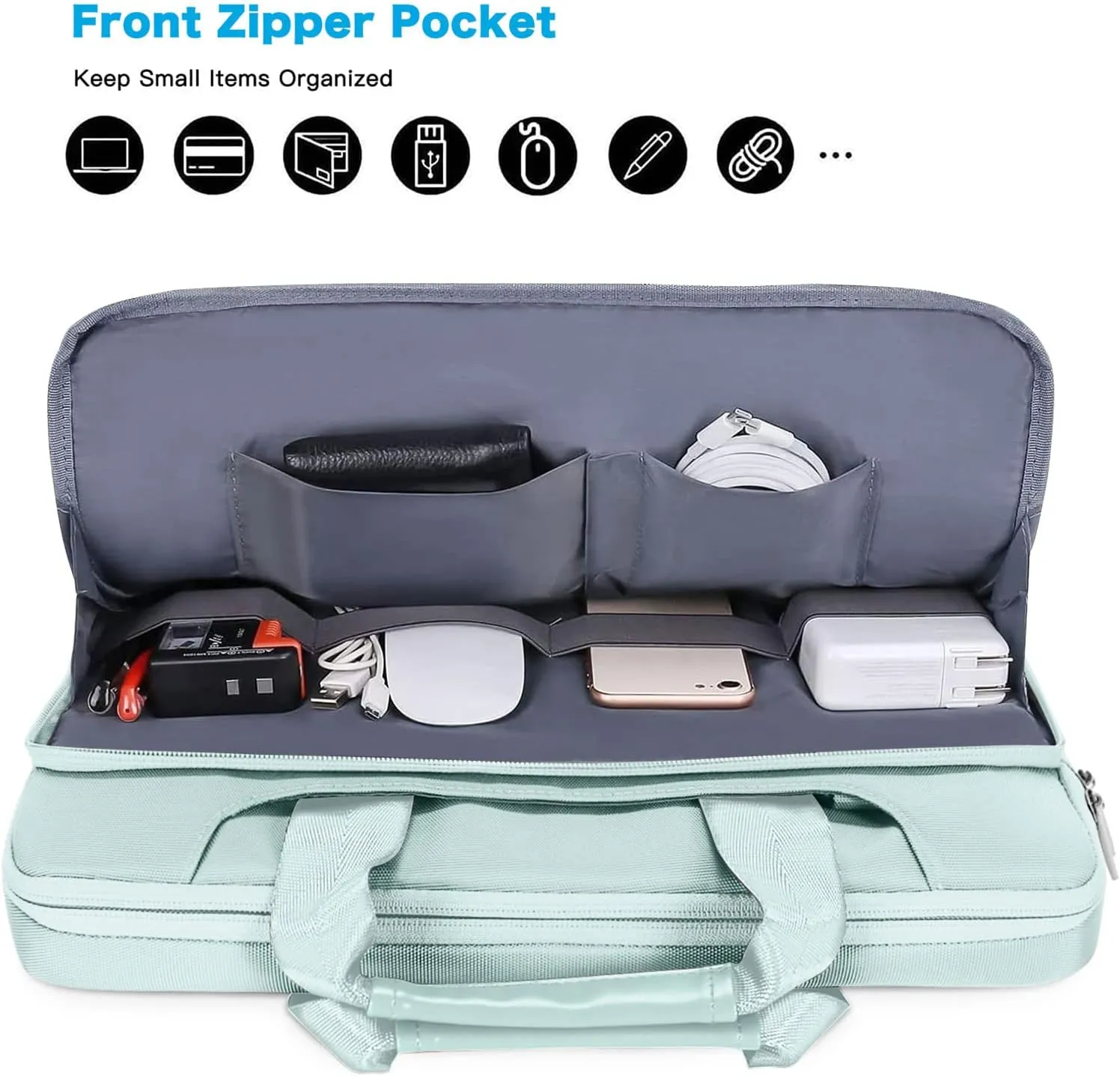 MOSISO 360 Protective Laptop Shoulder Bag Compatible with MacBook Air/Pro, 13-13.3 inch Notebook, Compatible with MacBook Pro 14 inch M4 M3 M2 M1,Matching Color Sleeve with Belt, Mint Green