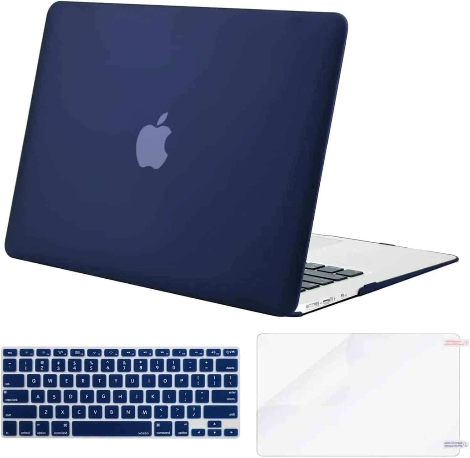 MOSISO Compatible with MacBook Air 13 inch Case (Models: A1369 & A1466, Older Version 2010-2017 Release), Protective Plastic Hard Shell Case & Keyboard Cover & Screen Protector, Navy Blue