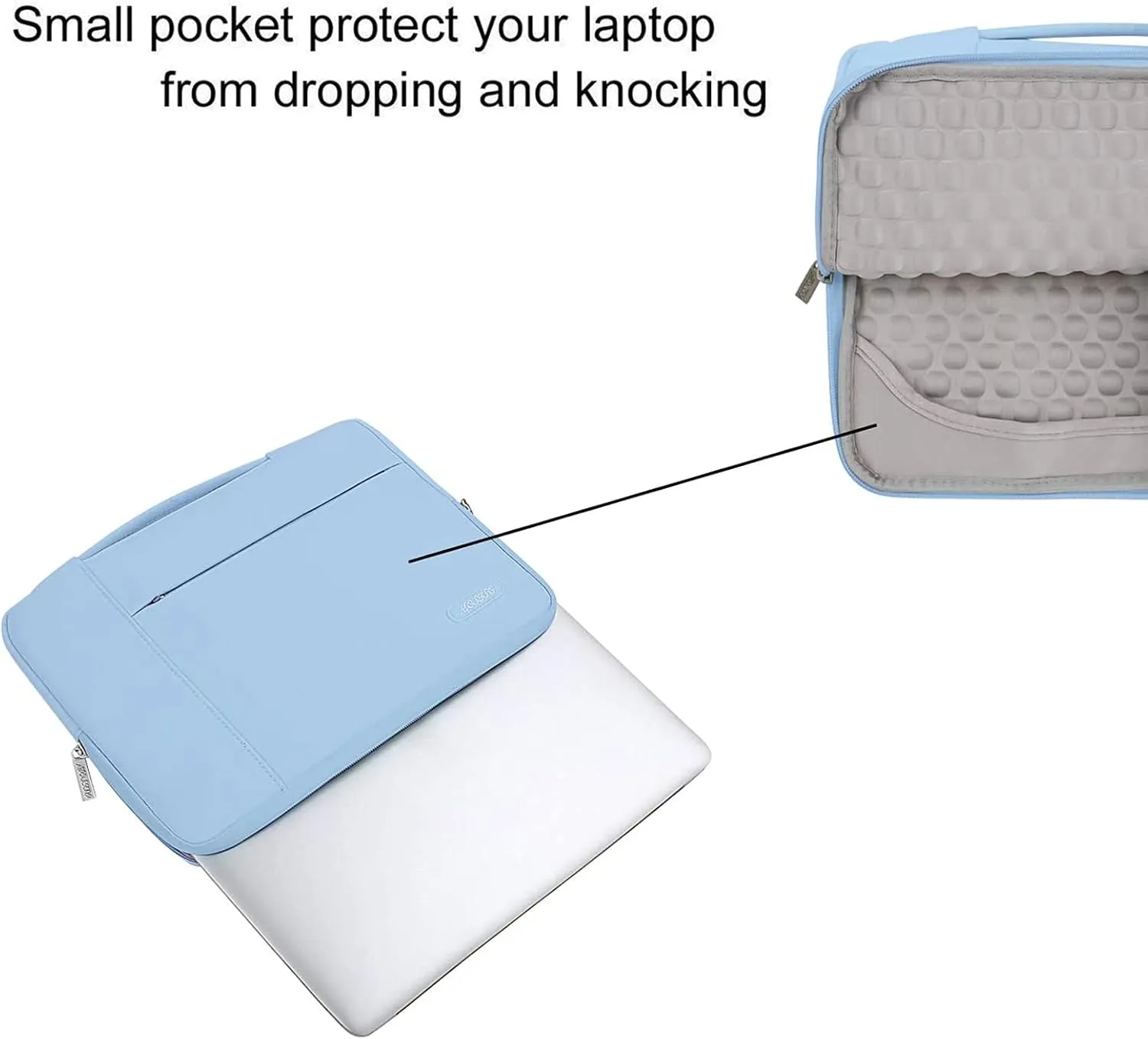 MOSISO Laptop Case 13.3 inch, 13-14 inch Laptop Sleeve with Handle Compatible with MacBook Air/Pro 13 / Pro 14, HP Dell ASUS Lenovo Notebook, Polyester Multifunctional Computer Bag, Air Blue