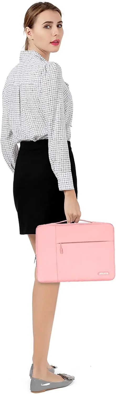 MOSISO Laptop Case 13.3 inch, 13-14 inch Laptop Sleeve with Handle Compatible with MacBook Air/Pro 13 / Pro 14, HP Dell ASUS Lenovo Notebook, Polyester Multifunctional Computer Bag, Chalk Pink