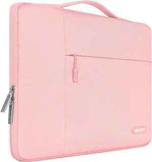 MOSISO Laptop Case 13.3 inch, 13-14 inch Laptop Sleeve with Handle Compatible with MacBook Air/Pro 13 / Pro 14, HP Dell ASUS Lenovo Notebook, Polyester Multifunctional Computer Bag, Chalk Pink