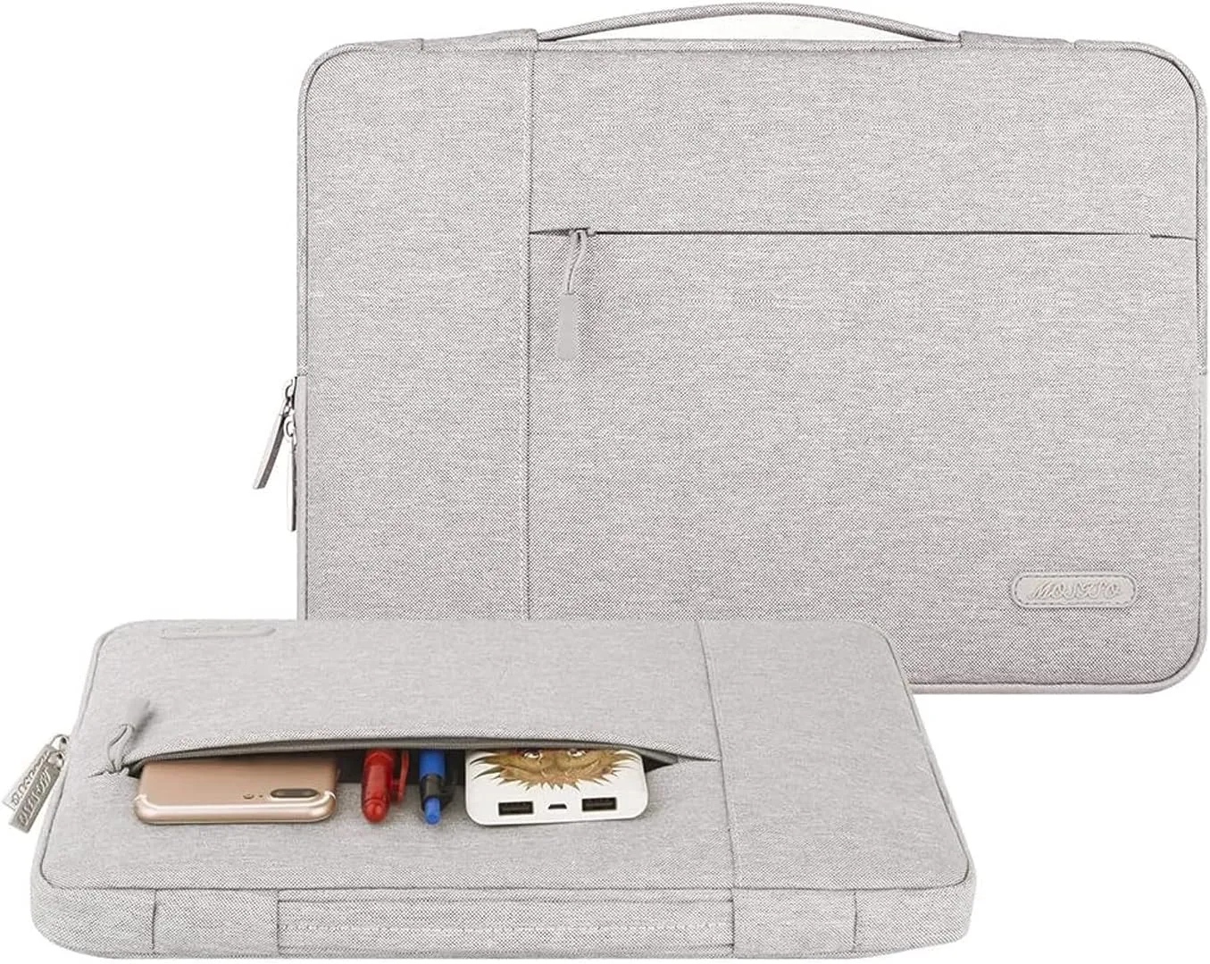 MOSISO Laptop Case 13.3 inch, 13-14 inch Laptop Sleeve with Handle Compatible with MacBook Air/Pro 13 / Pro 14, HP Dell ASUS Lenovo Notebook, Polyester Multifunctional Computer Bag, Gray