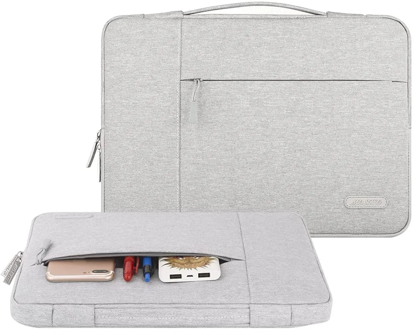 MOSISO Laptop Case 13.3 inch, 13-14 inch Laptop Sleeve with Handle Compatible with MacBook Air/Pro 13 / Pro 14, HP Dell ASUS Lenovo Notebook, Polyester Multifunctional Computer Bag, Gray