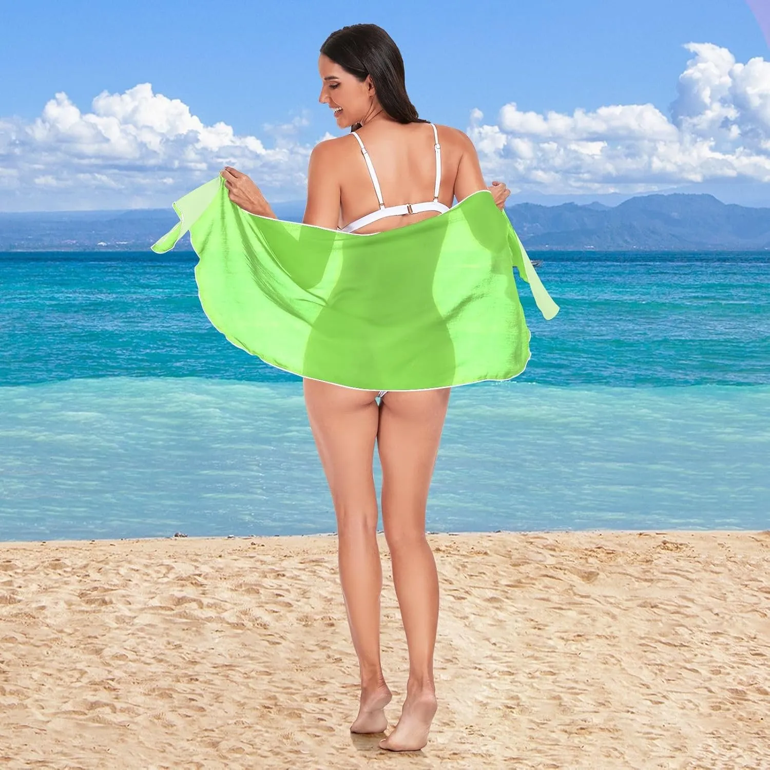 Moss Green Beach Wrap Women's Soft Wrap Swim Sarongs Scarf for Swimwear, 68.5" x 16.9"