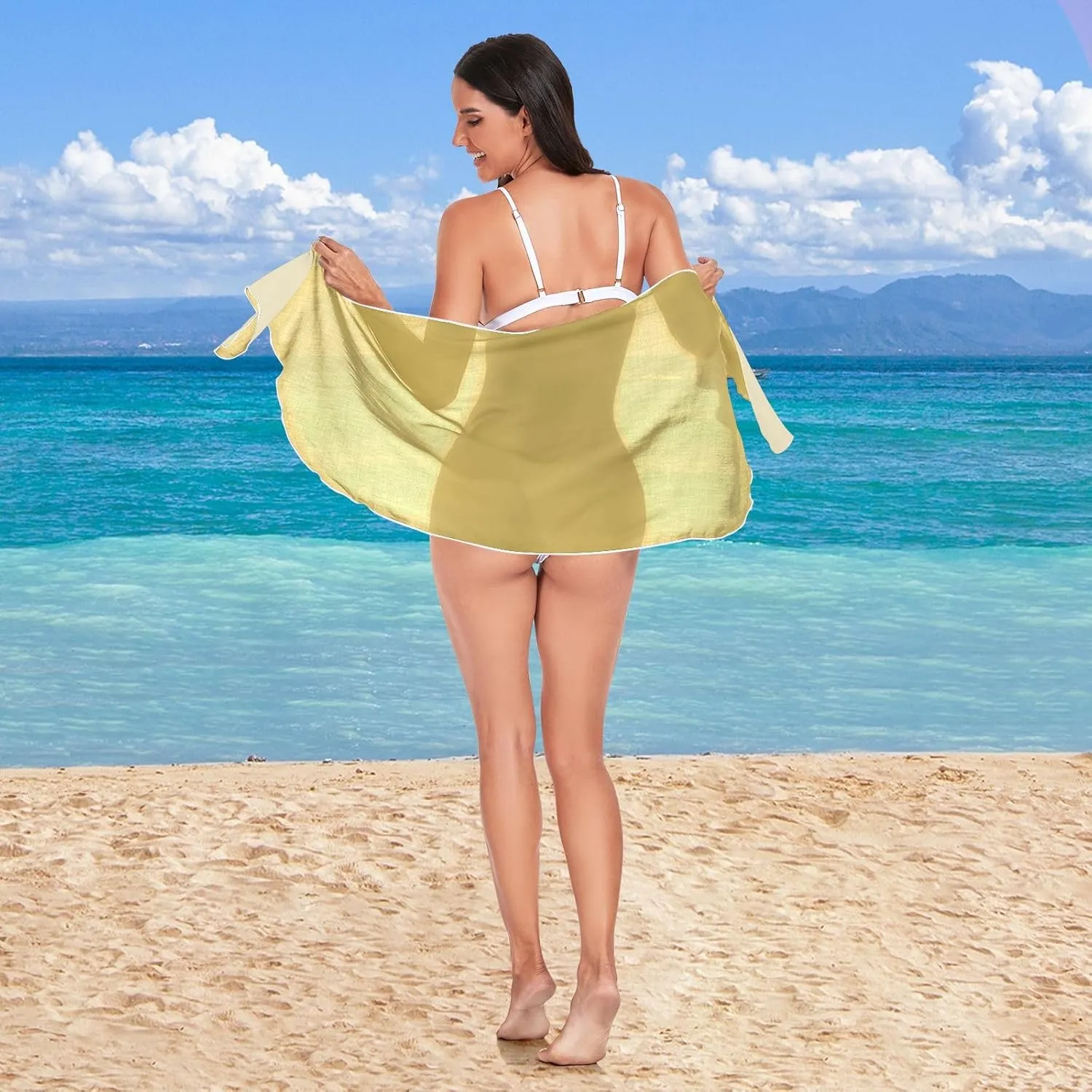 Moss Green Beach Wrap Women's Soft Wrap Swim Sarongs Scarf for Swimwear, 68.5" x 16.9"