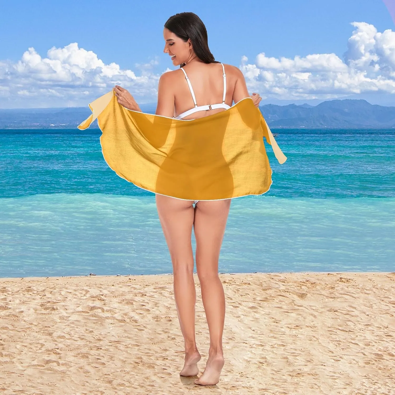 Moss Green Beach Wrap Women's Soft Wrap Swim Sarongs Scarf for Swimwear, 68.5" x 16.9"