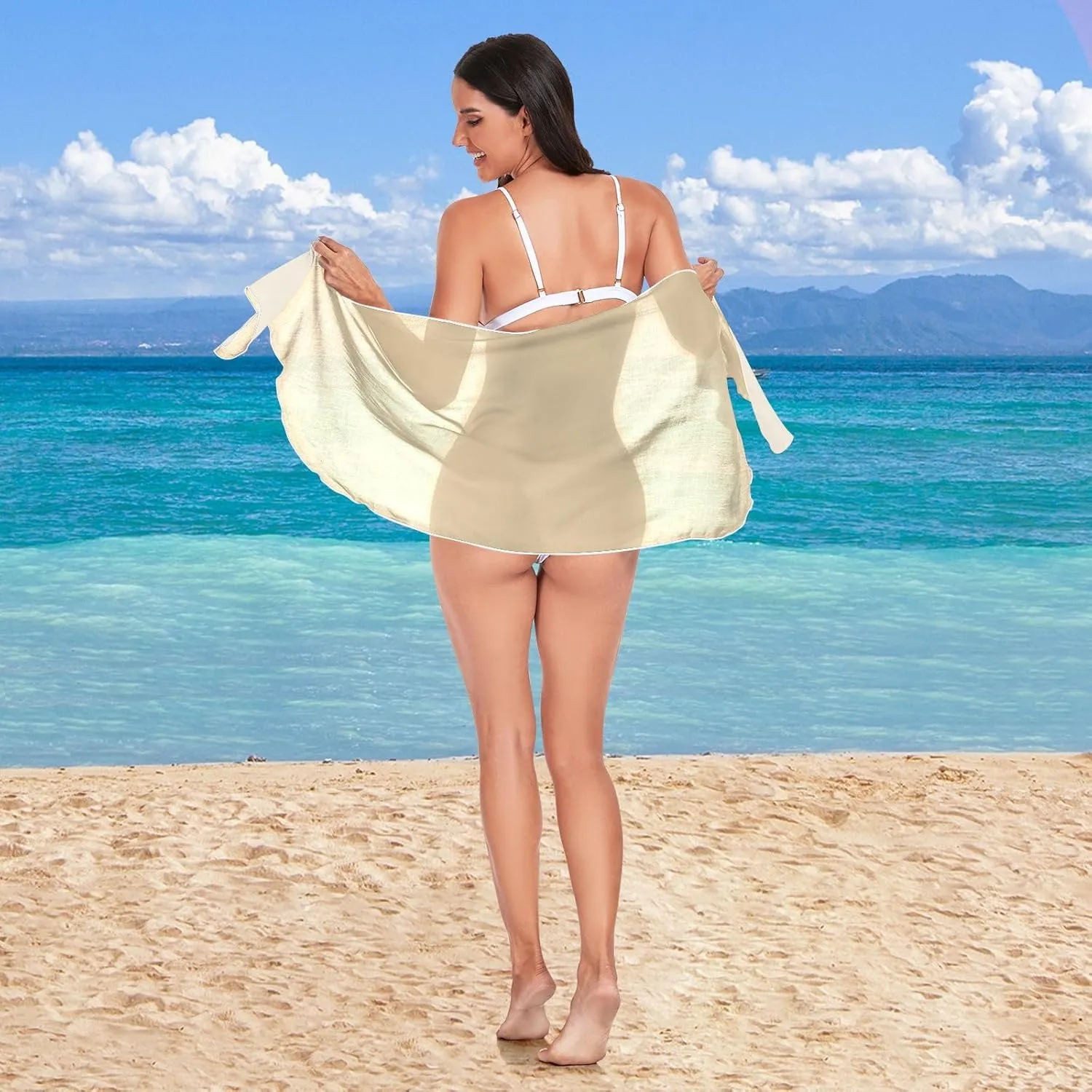 Moss Green Beach Wrap Women's Soft Wrap Swim Sarongs Scarf for Swimwear, 68.5" x 16.9"