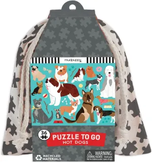 Mudpuppy Hot Dogs to Go Puzzle, 36 Pieces – Great for Kids Ages 3  - Perfect for Travel, Easy Clean-Up, Packaged in Secure, Reusable Fabric Bag