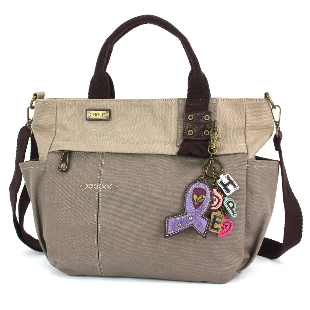 Multi Pocket Tote - Charming Charms Lavender Ribbon