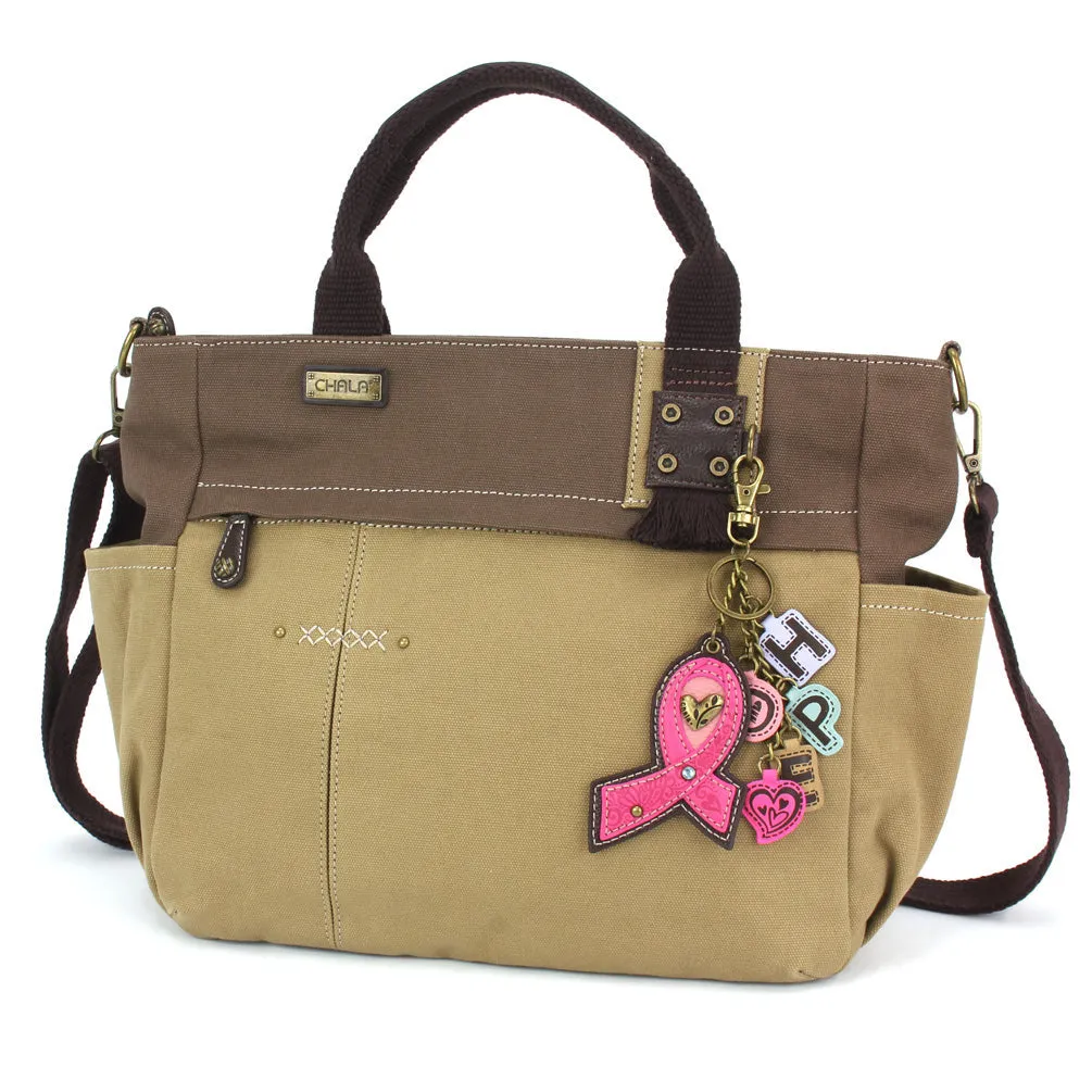Multi Pocket Tote - Charming Charms Pink Ribbon