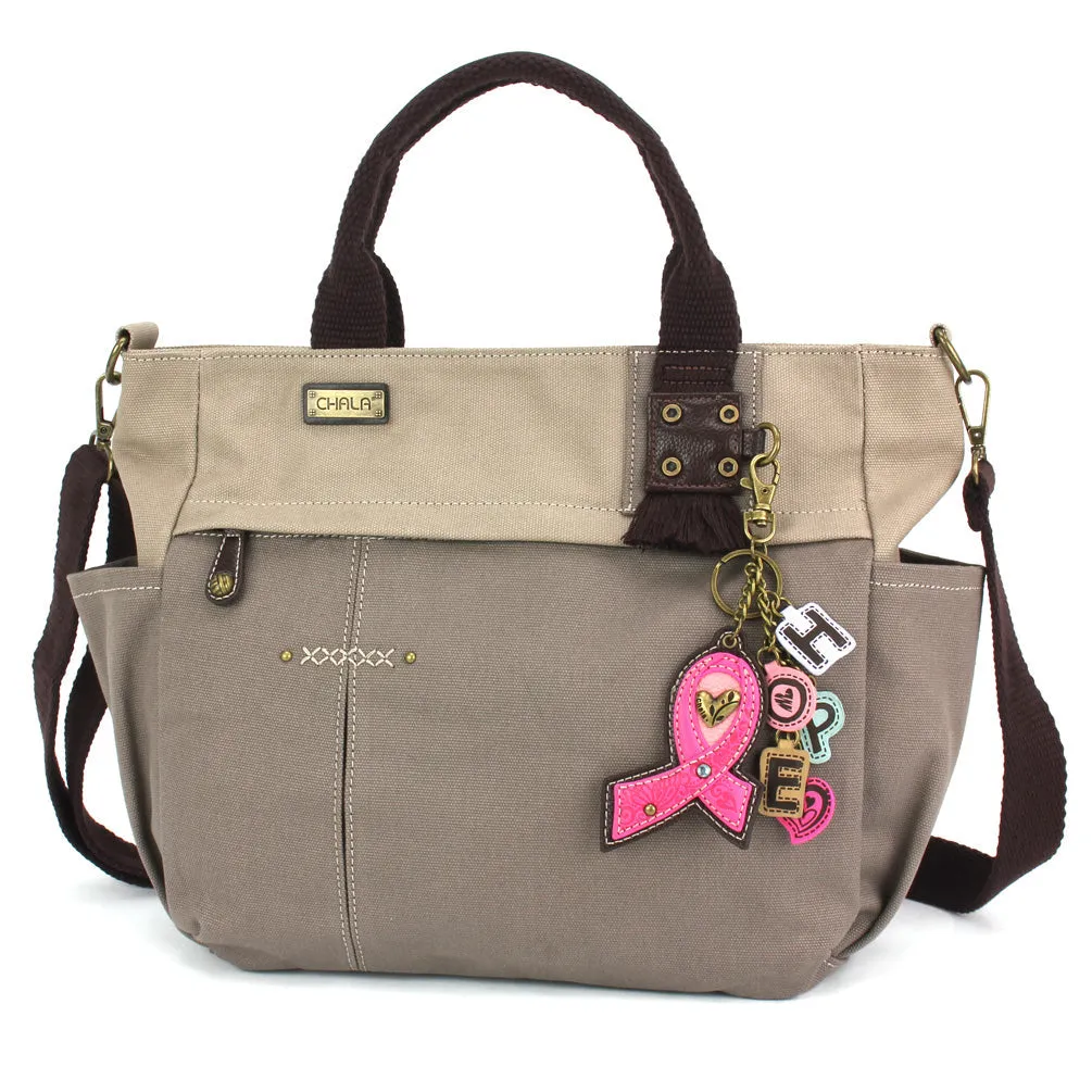 Multi Pocket Tote - Charming Charms Pink Ribbon